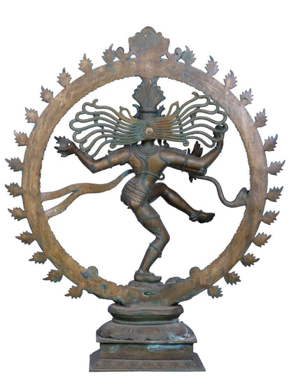 37" Lord Nataraja (Dancing Lord Shiva) - Handmade Panchaloha Bronze Sculpture