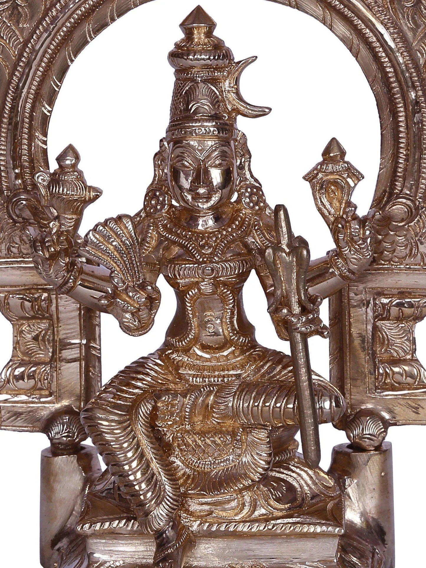 6" Goddess Rajarajeshwari Sitting on Throne | Handmade