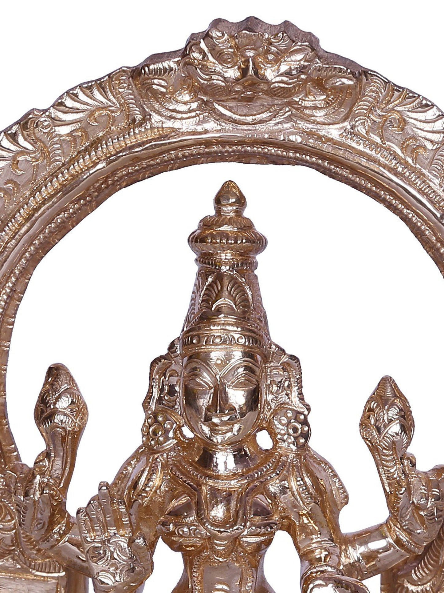 6" Small Goddess Lakshmi With Kirtimukha Throne | Decorative Bronze Idol | Figurine For Gifting | Bronze Statue For Temple