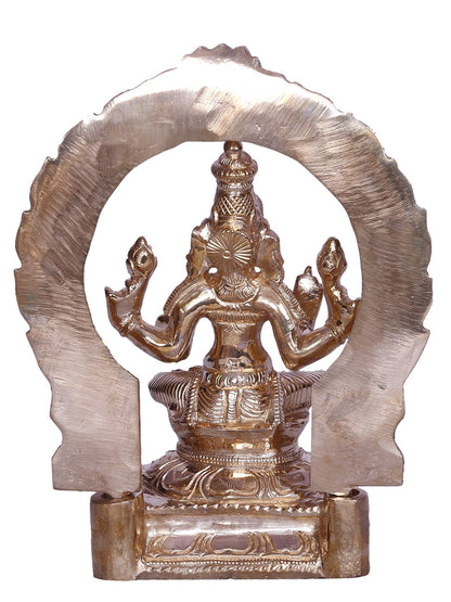 6" Small Goddess Lakshmi With Kirtimukha Throne | Decorative Bronze Idol | Figurine For Gifting | Bronze Statue For Temple