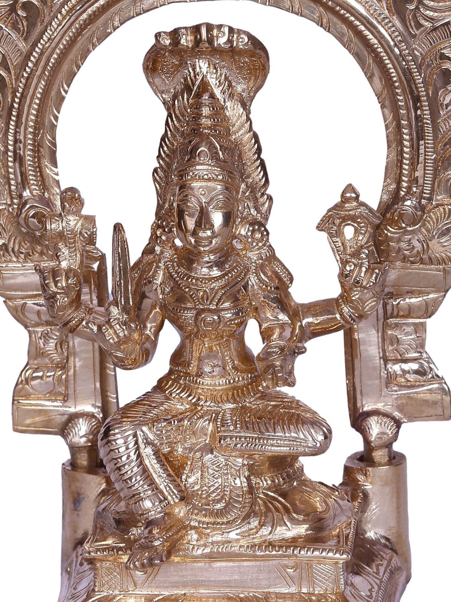 6" Goddess Mariamman Bronze Idol Seated On Throne | Handmade Bronze Statue