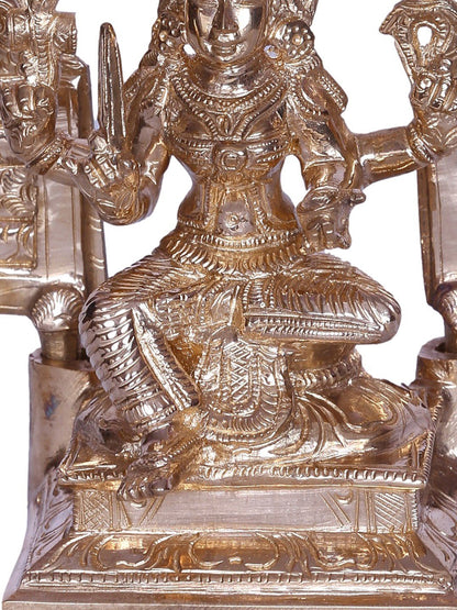 6" Goddess Mariamman Bronze Idol Seated On Throne | Handmade Bronze Statue