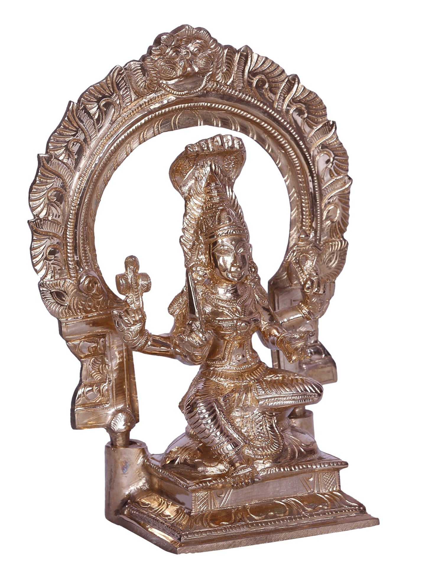 6" Goddess Mariamman Bronze Idol Seated On Throne | Handmade Bronze Statue