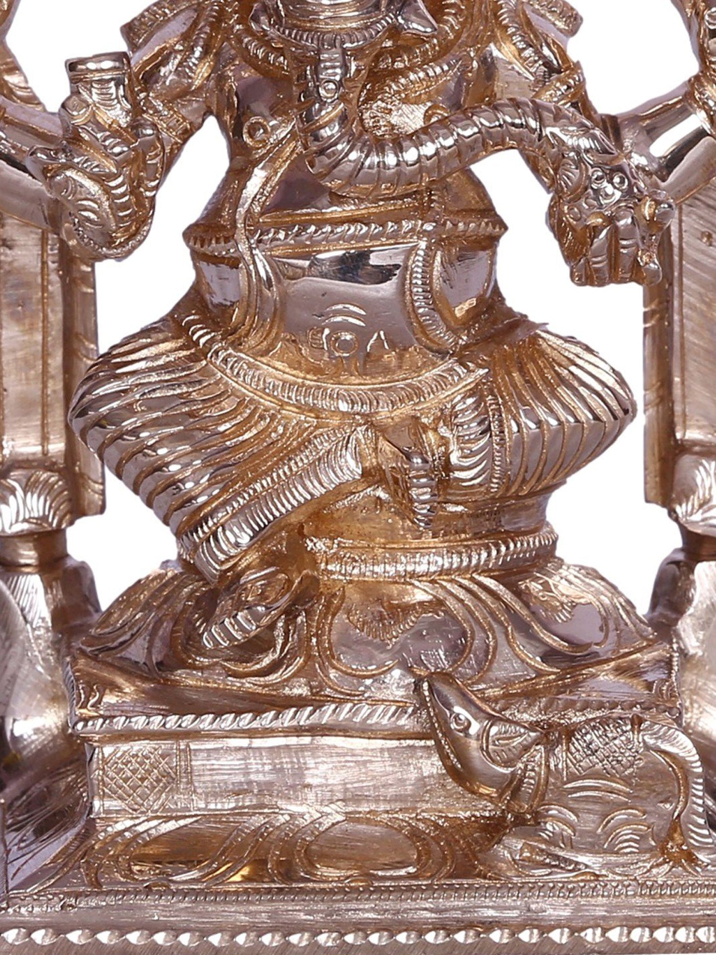 6" Lord Vinayagar Seated on Throne Bronze Idol | Handmade Bronze Statue