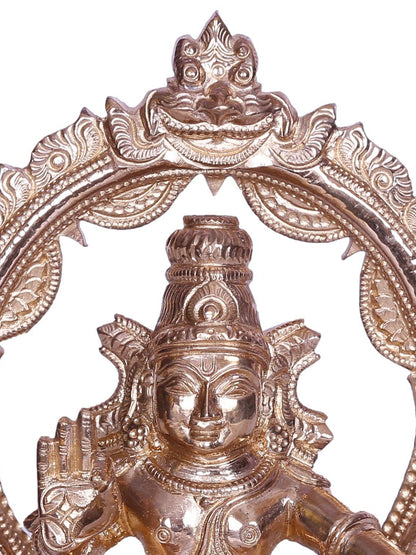 6" Blessing Lord Ayyappan Bronze Statue with Arch | Handmade Bronze Statue