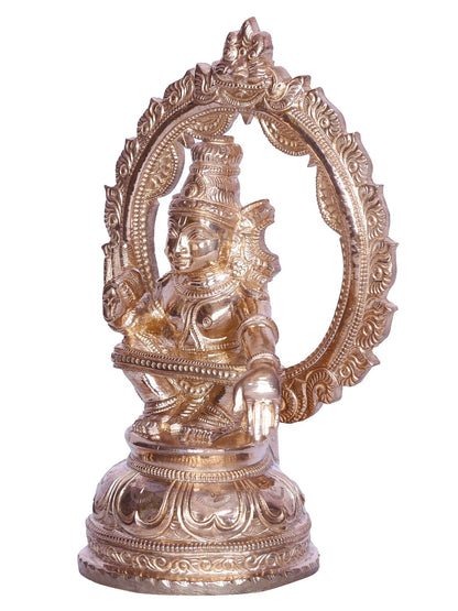 6" Blessing Lord Ayyappan Bronze Statue with Arch | Handmade Bronze Statue