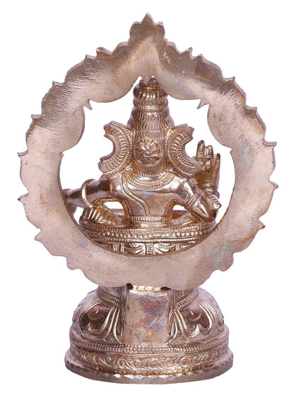 6" Blessing Lord Ayyappan Bronze Statue with Arch | Handmade Bronze Statue