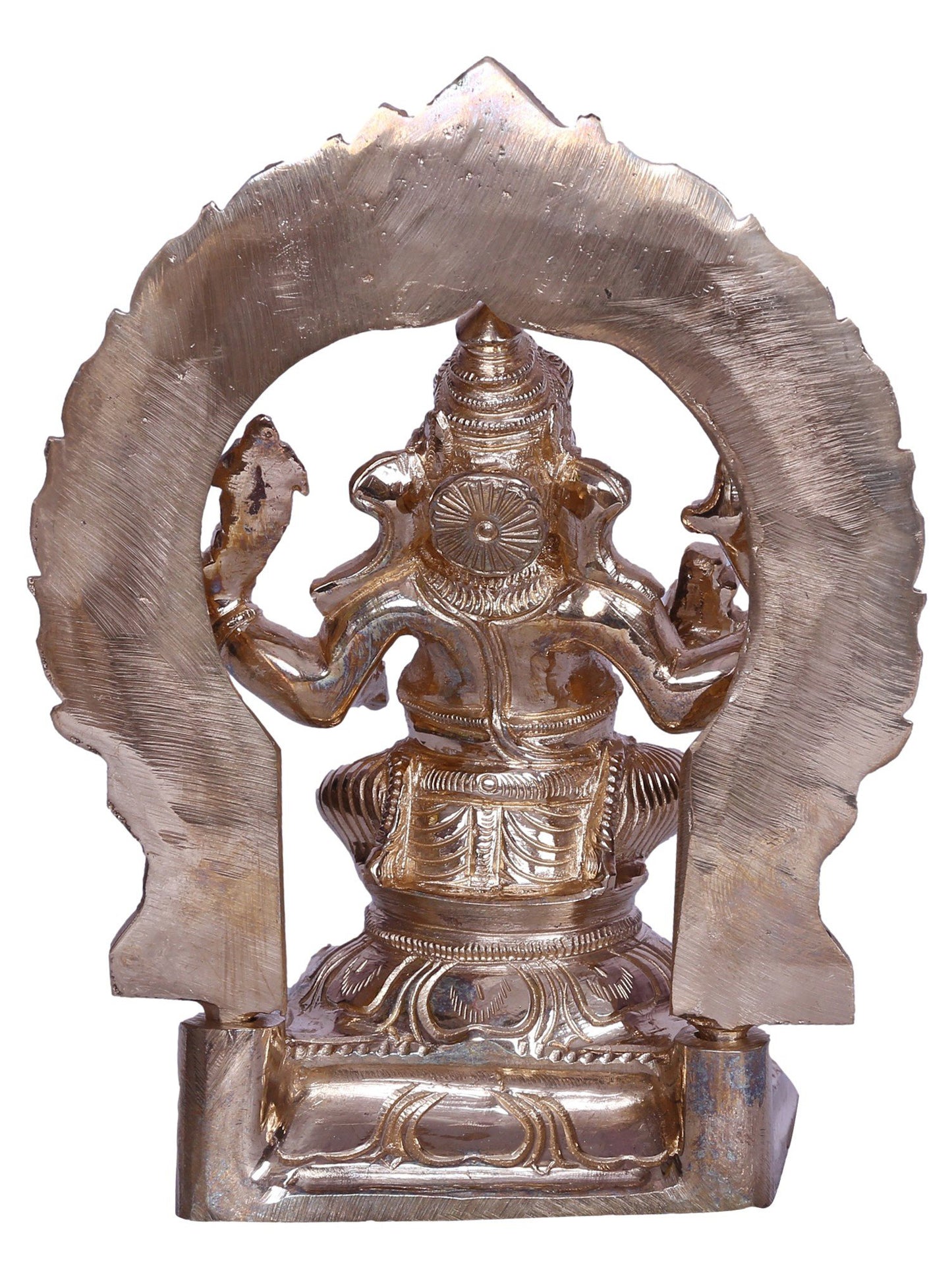 6" Seated Lord Ganpati Bronze Sculpture with Arch | Handmade Bronze Statue