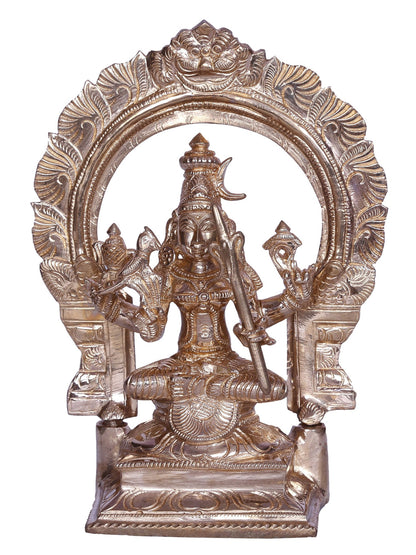 6" Goddess Kamakshi Bronze Statue With Kirtimukha Arch | Handmade Bronze Statue