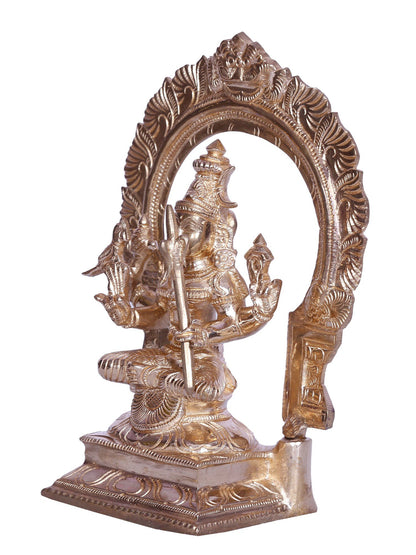 6" Goddess Kamakshi Bronze Statue With Kirtimukha Arch | Handmade Bronze Statue