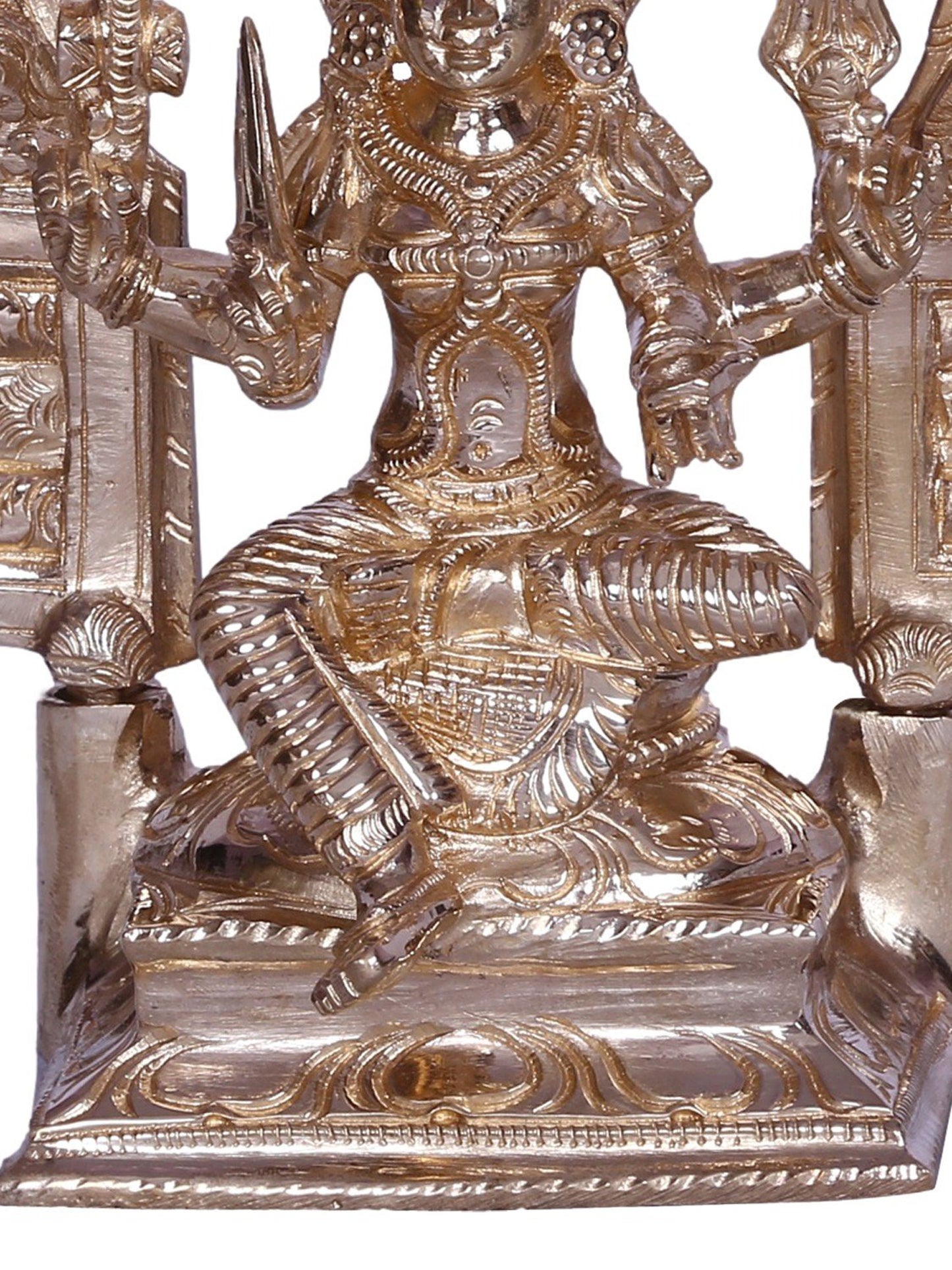 6" Goddess Mariamman Bronze Statue with Trishul seated on Throne | Bronze Statue