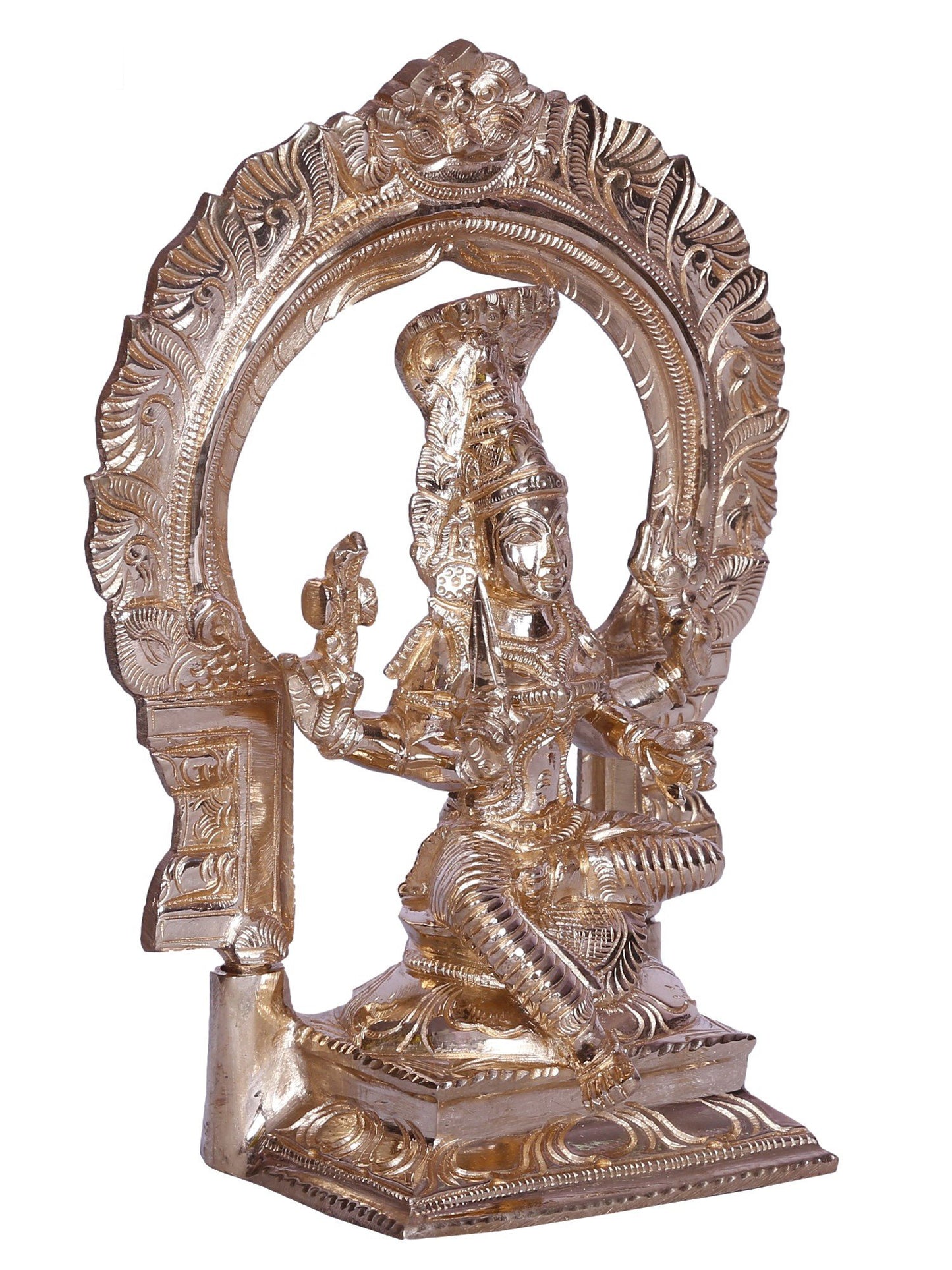 6" Goddess Mariamman Bronze Statue with Trishul seated on Throne | Bronze Statue