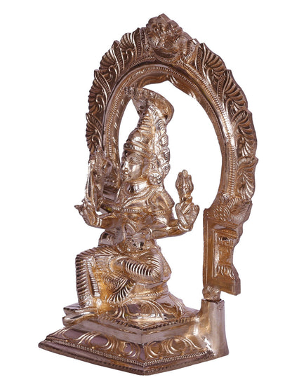 6" Goddess Mariamman Bronze Statue with Trishul seated on Throne | Bronze Statue