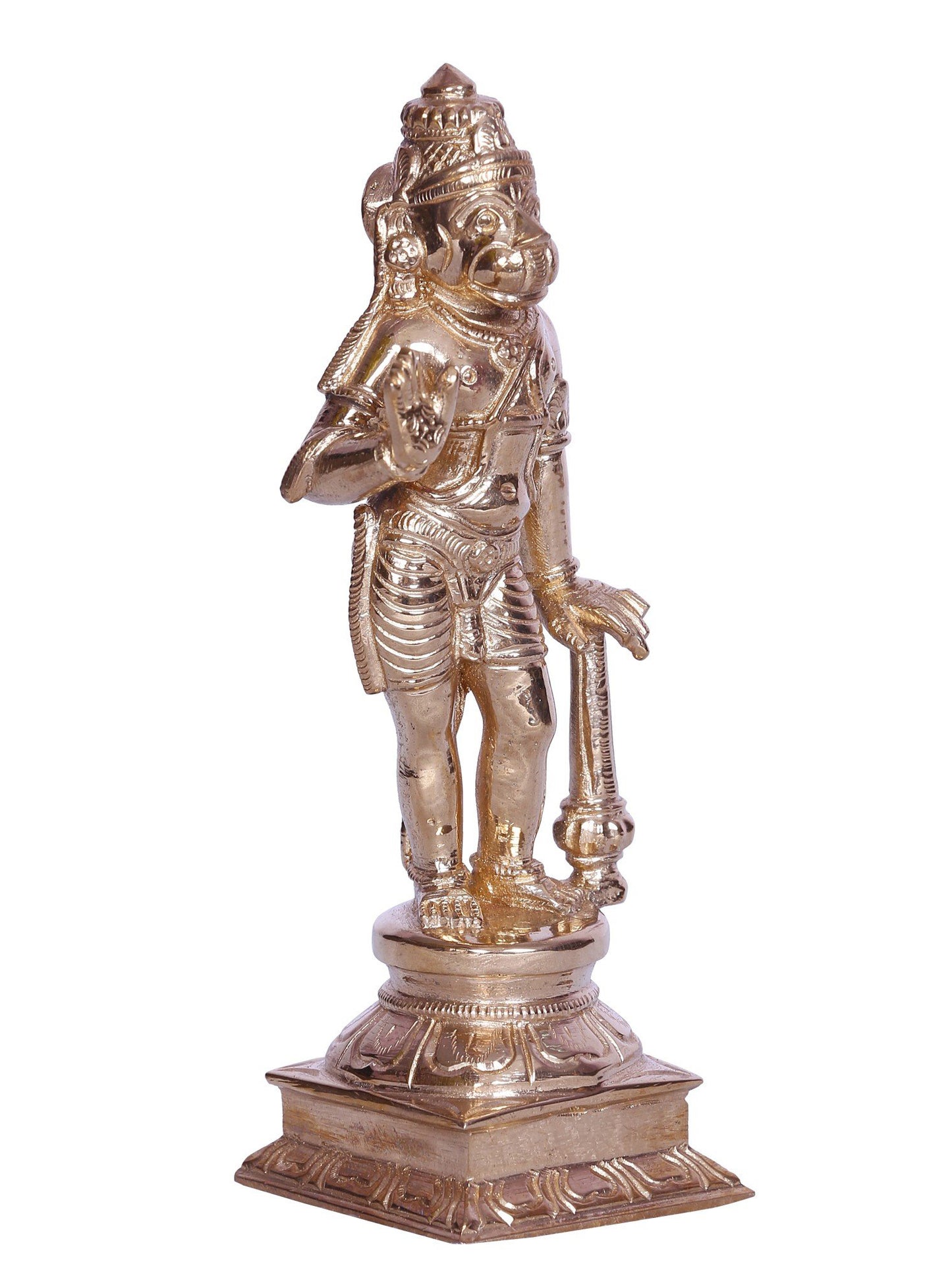 6" Blessing Anjaneya (Lord Hanuman) Bronze Sculpture | Handmade Bronze Statue For Temple