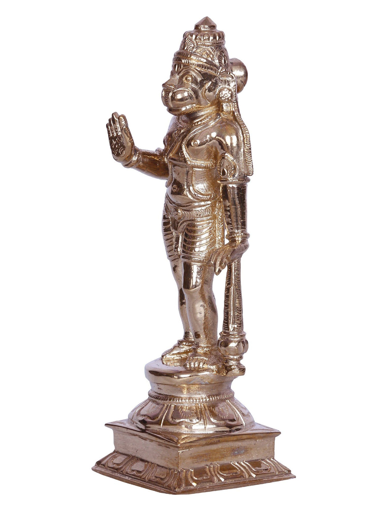 6" Blessing Anjaneya (Lord Hanuman) Bronze Sculpture | Handmade Bronze Statue For Temple