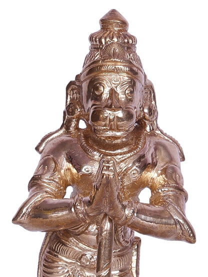 6" Standing Lord Hanuman On Loutse Base with Mace Bronze Statue | Handmade Sculpture