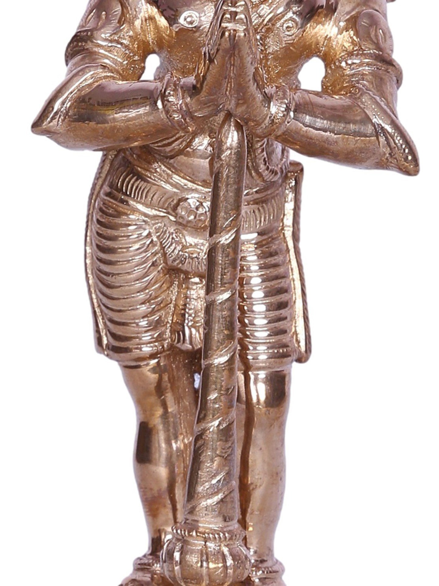 6" Standing Lord Hanuman On Loutse Base with Mace Bronze Statue | Handmade Sculpture