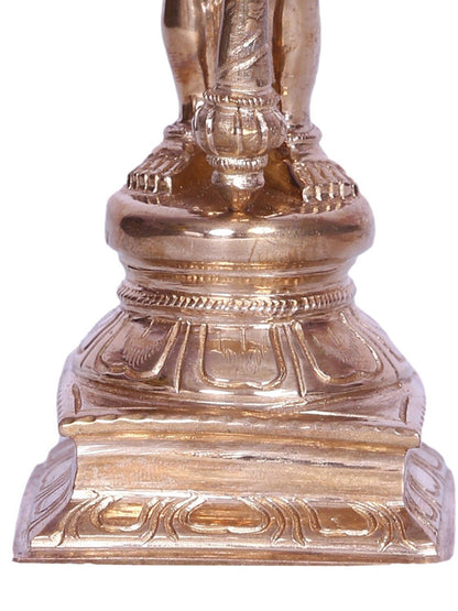 6" Standing Lord Hanuman On Loutse Base with Mace Bronze Statue | Handmade Sculpture