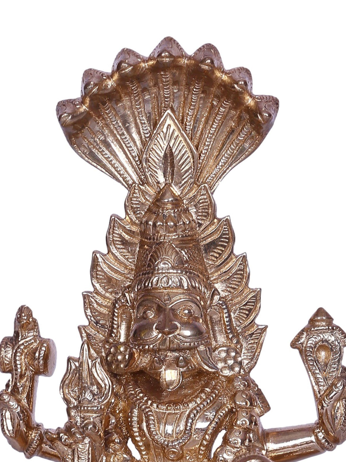 7" Goddess Pratyangira (Atharvana Bhadrakali) Bronze Statue Seated on Lion | Handmade Bronze Statue