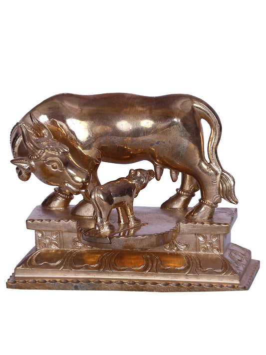 4" The Loving Cow & Calf Bronze Statue | Handmade Bronze Sculpture For Decor