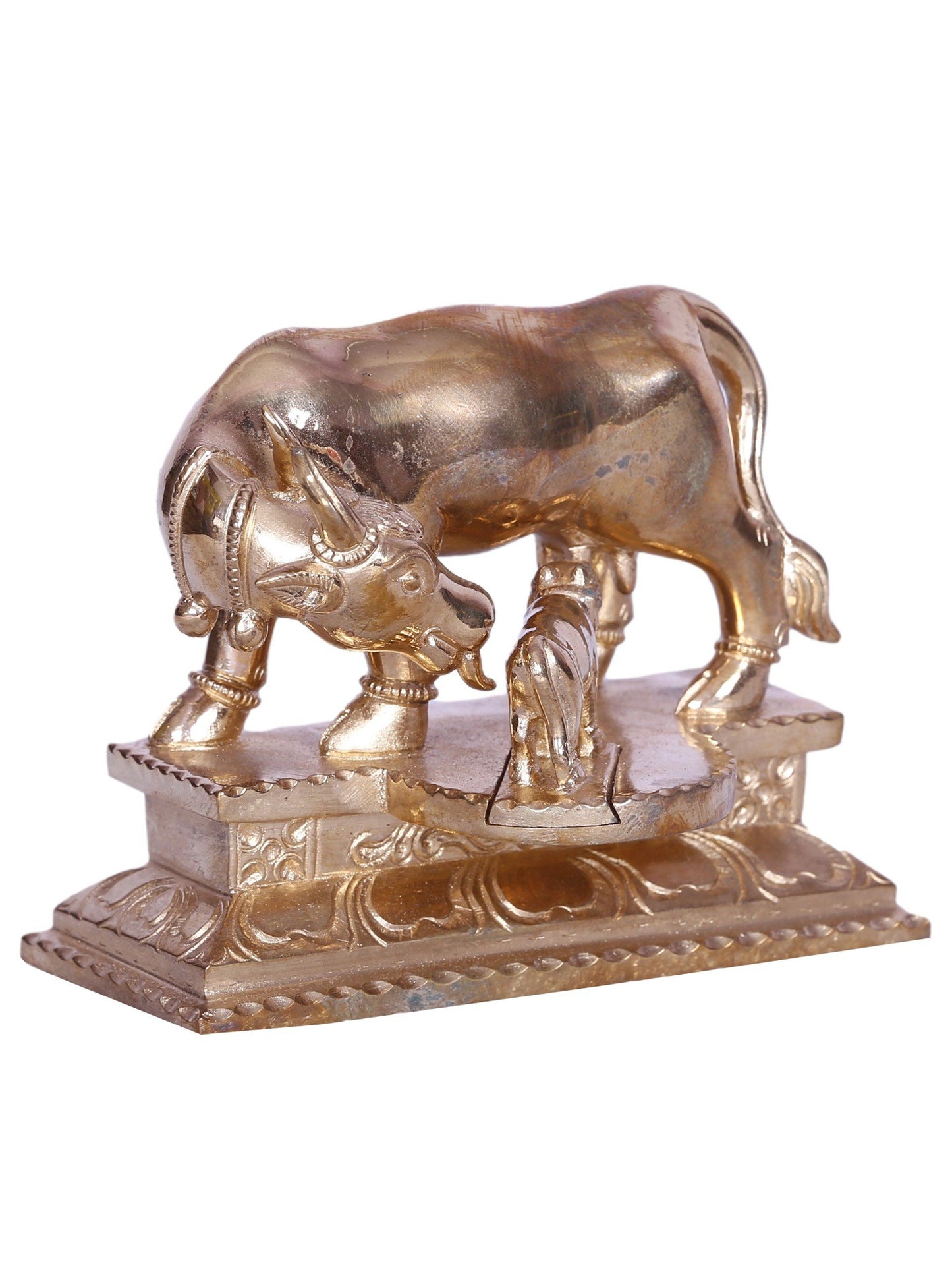 4" The Loving Cow & Calf Bronze Statue | Handmade Bronze Sculpture For Decor