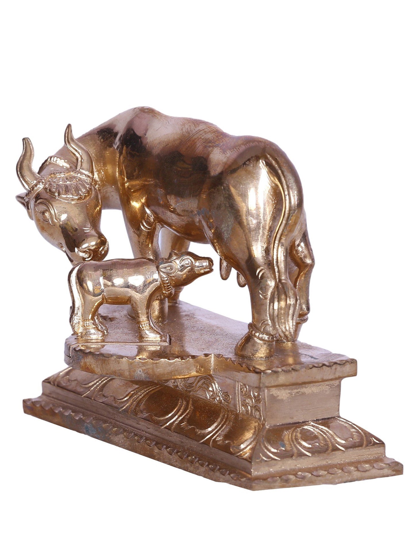 4" The Loving Cow & Calf Bronze Statue | Handmade Bronze Sculpture For Decor