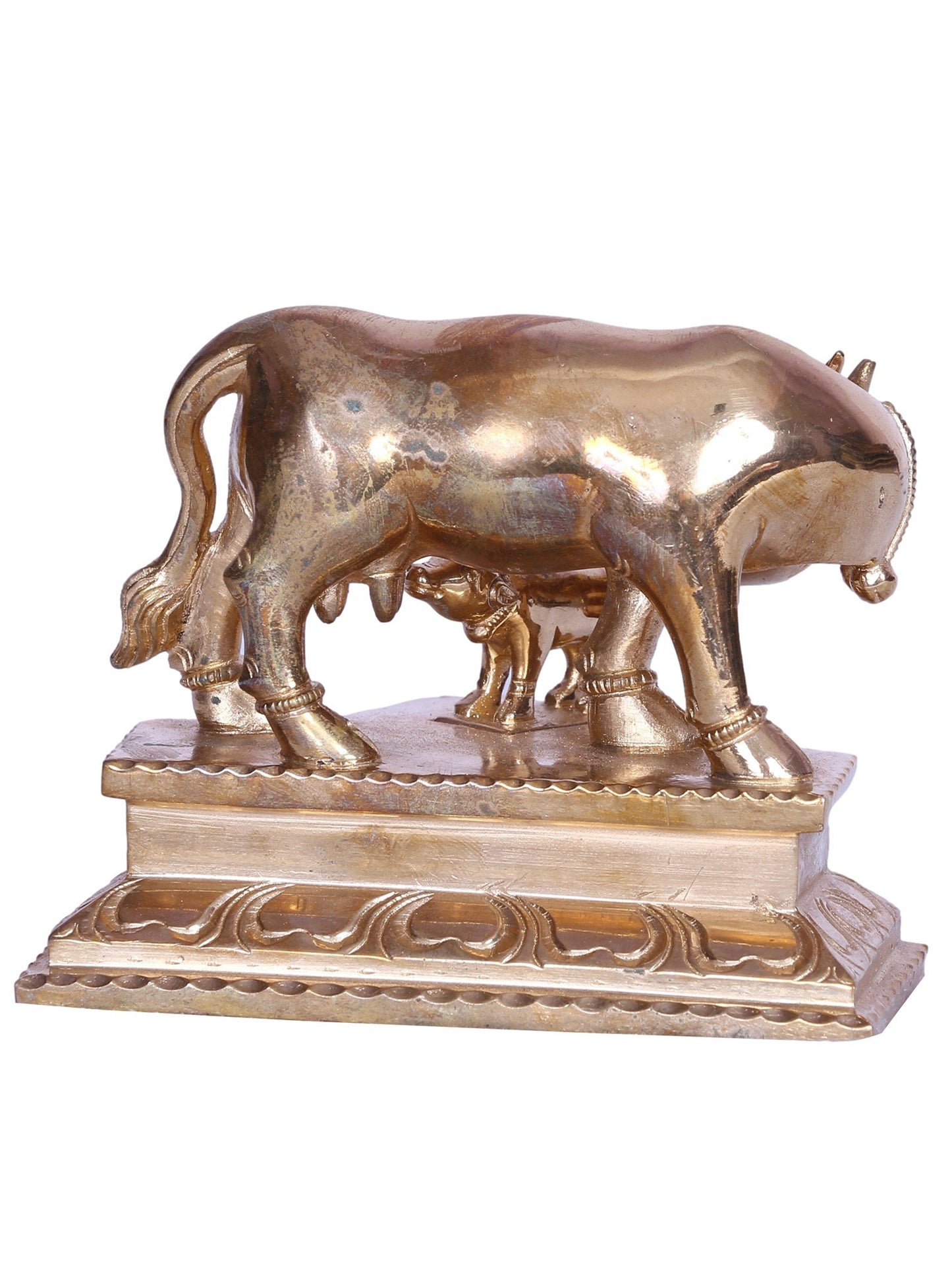 4" The Loving Cow & Calf Bronze Statue | Handmade Bronze Sculpture For Decor