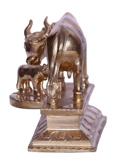 4" The Loving Cow & Calf Bronze Statue | Handmade Bronze Sculpture For Decor