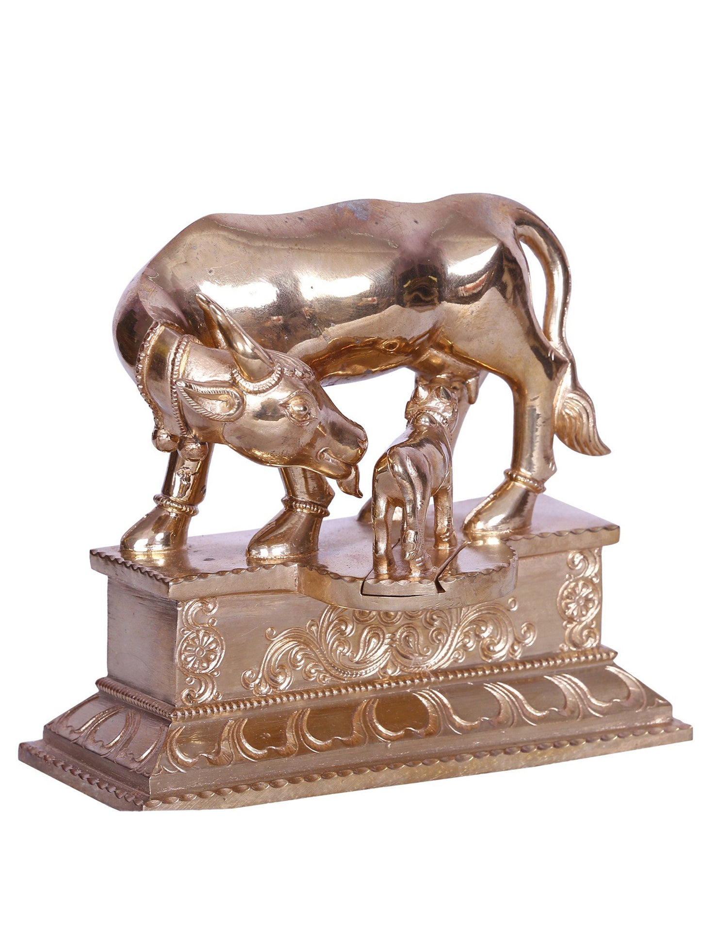 6" The Mother's Love Cow And Calf Bronze Statue | Handmade Bronze Sculpture