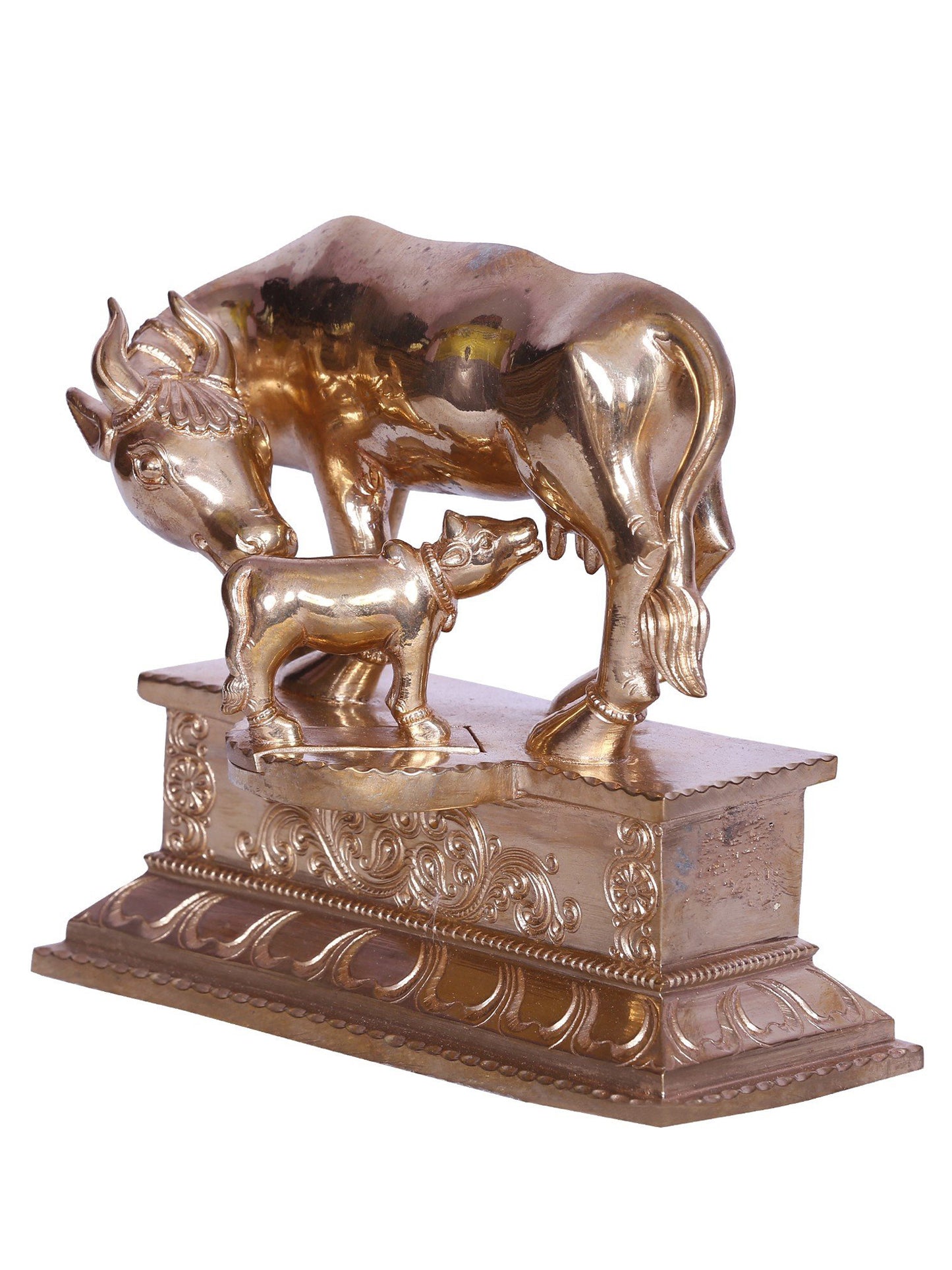 6" The Mother's Love Cow And Calf Bronze Statue | Handmade Bronze Sculpture