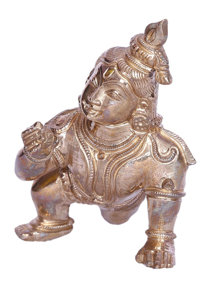 3" Baal Gopal Lord Krishna Bronze Statue | Decorative Bronze Idol | Figurine For Gifting | Bronze Statue For Temple