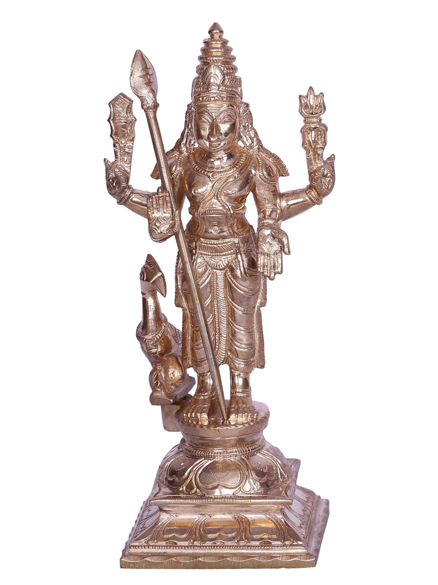 6" Standing Lord Subramaniya (Kartikeya) Bronze Statue | Decorative Bronze Idol | Figurine For Gifting | Bronze Statue For Temple