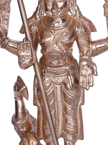 6" Standing Lord Subramaniya (Kartikeya) Bronze Statue | Decorative Bronze Idol | Figurine For Gifting | Bronze Statue For Temple