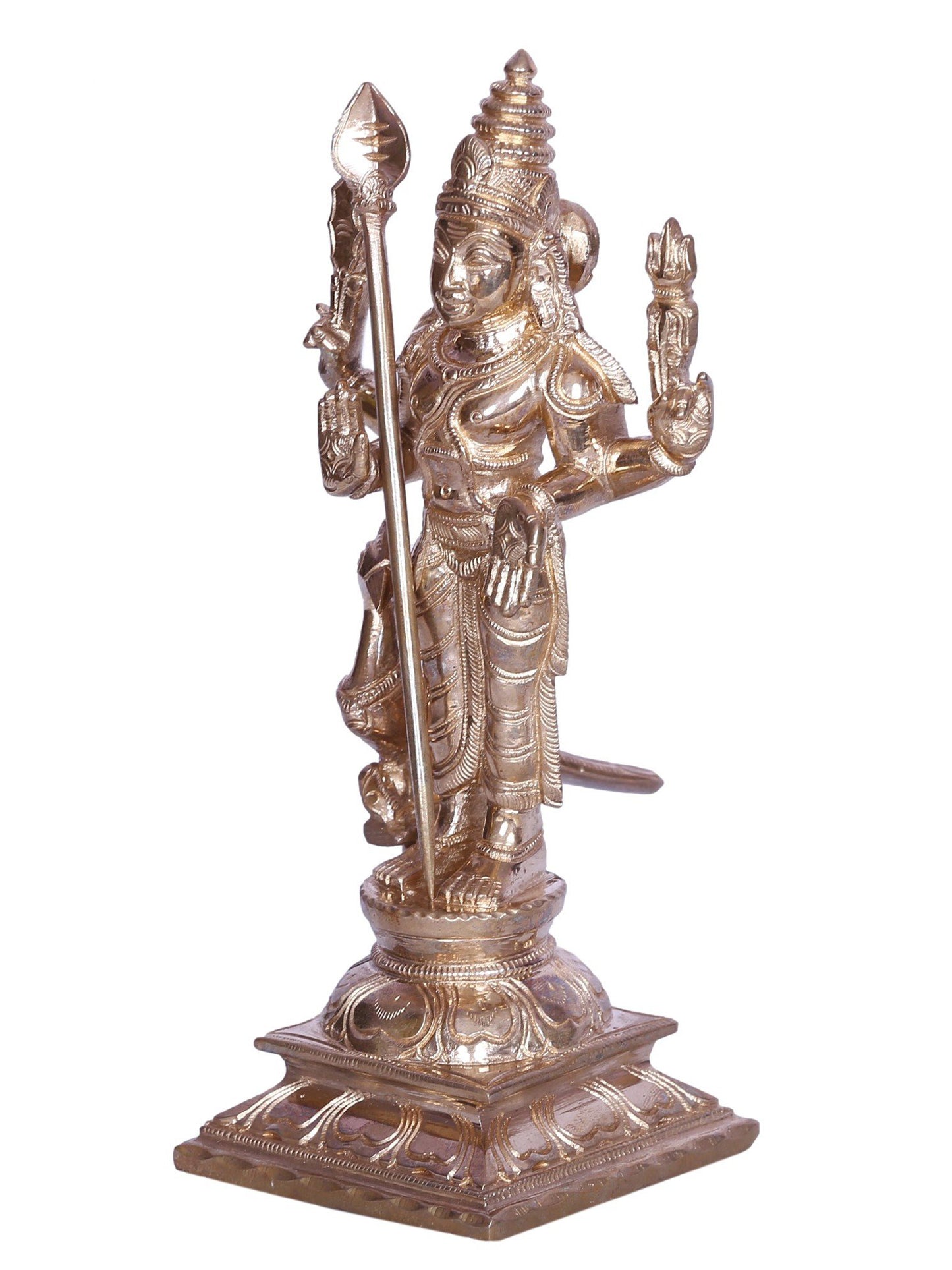 6" Standing Lord Subramaniya (Kartikeya) Bronze Statue | Decorative Bronze Idol | Figurine For Gifting | Bronze Statue For Temple