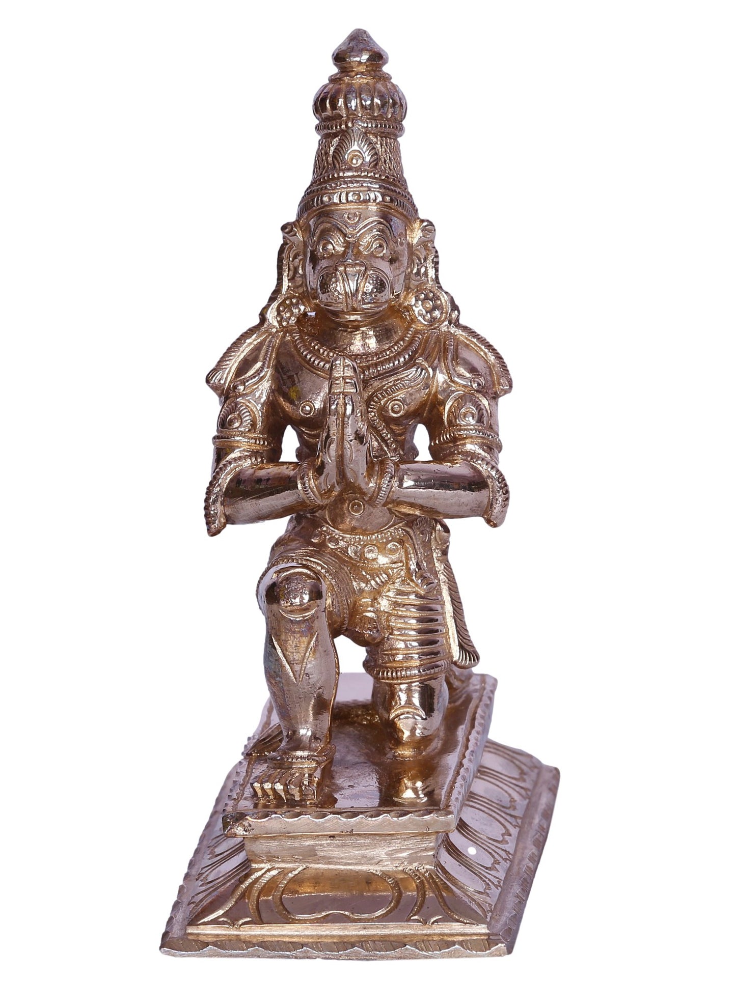 6" Shri Hanuman Bronze Idol Seated on Throne | Bronze Statue For Temple