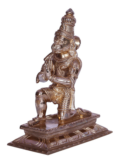 6" Shri Hanuman Bronze Idol Seated on Throne | Bronze Statue For Temple