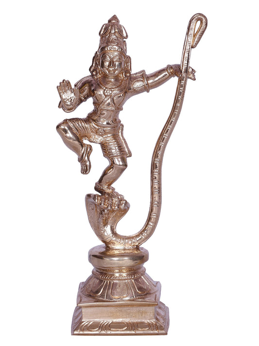 6" Hindu God Kalinga Krishna Standing On Serpent | Decorative Bronze Idol | Figurine For Gifting | Bronze Statue For Temple