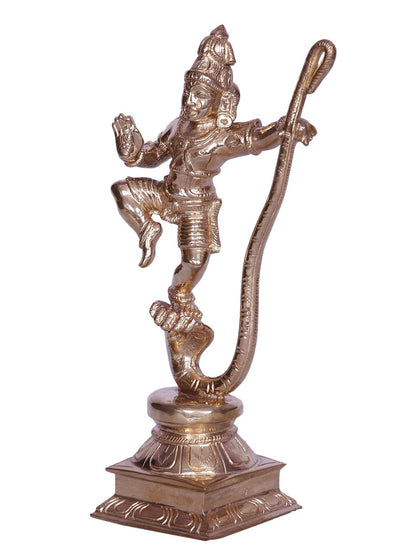 6" Hindu God Kalinga Krishna Standing On Serpent | Decorative Bronze Idol | Figurine For Gifting | Bronze Statue For Temple