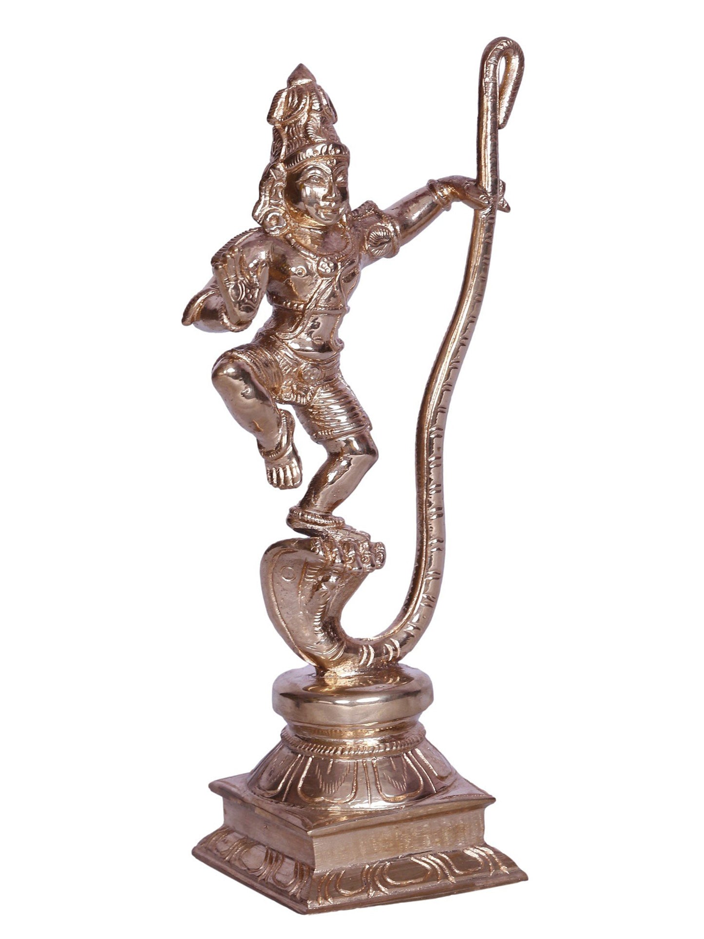 6" Hindu God Kalinga Krishna Standing On Serpent | Decorative Bronze Idol | Figurine For Gifting | Bronze Statue For Temple