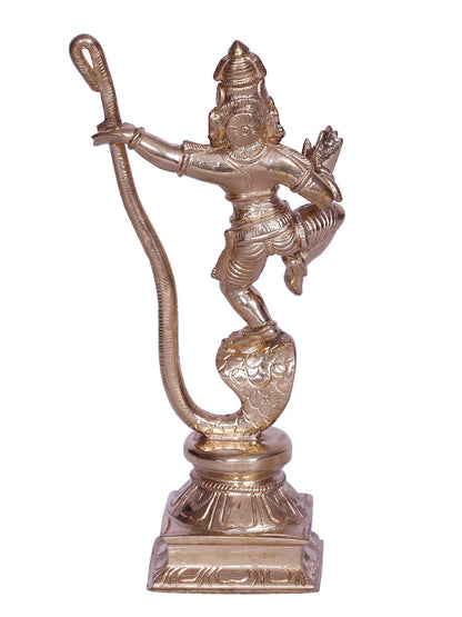 6" Hindu God Kalinga Krishna Standing On Serpent | Decorative Bronze Idol | Figurine For Gifting | Bronze Statue For Temple