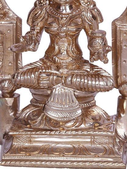 6" Hindu Goddess Annapurna Seated On Kirtimukha Throne | Decorative Bronze Idol | Figurine For Gifting | Bronze Statue For Temple