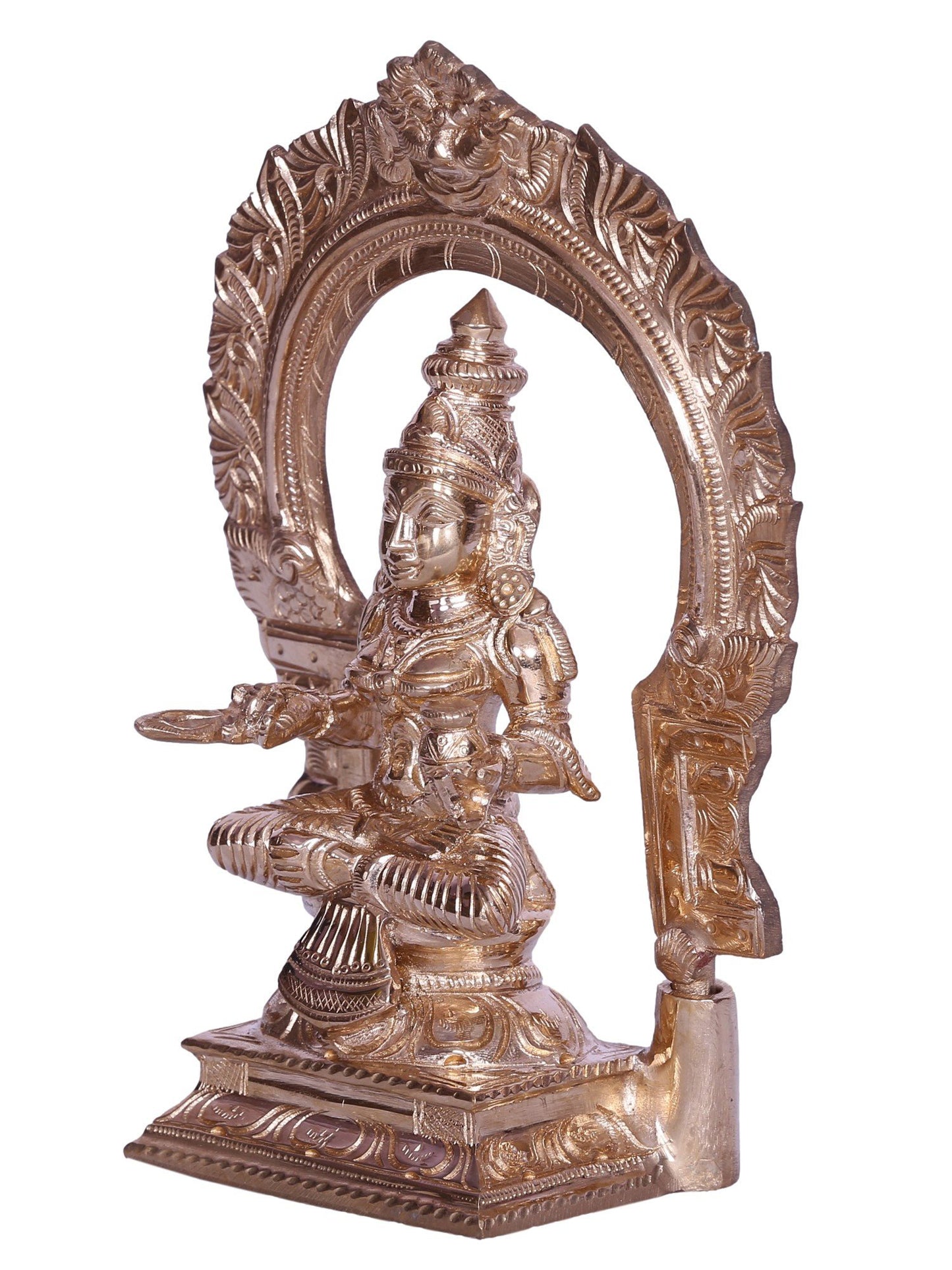 6" Hindu Goddess Annapurna Seated On Kirtimukha Throne | Decorative Bronze Idol | Figurine For Gifting | Bronze Statue For Temple