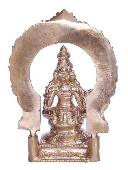 6" Hindu Goddess Annapurna Seated On Kirtimukha Throne | Decorative Bronze Idol | Figurine For Gifting | Bronze Statue For Temple