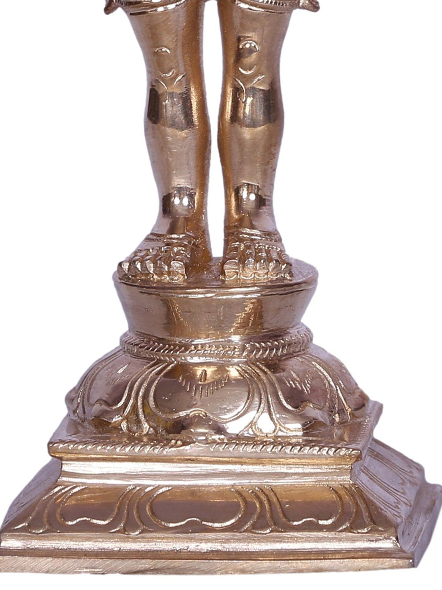 6" Tamil Folk Deity Madurai Veeran Bronze Statue in Samapada-Sthanaka Posture | Bronze Statue