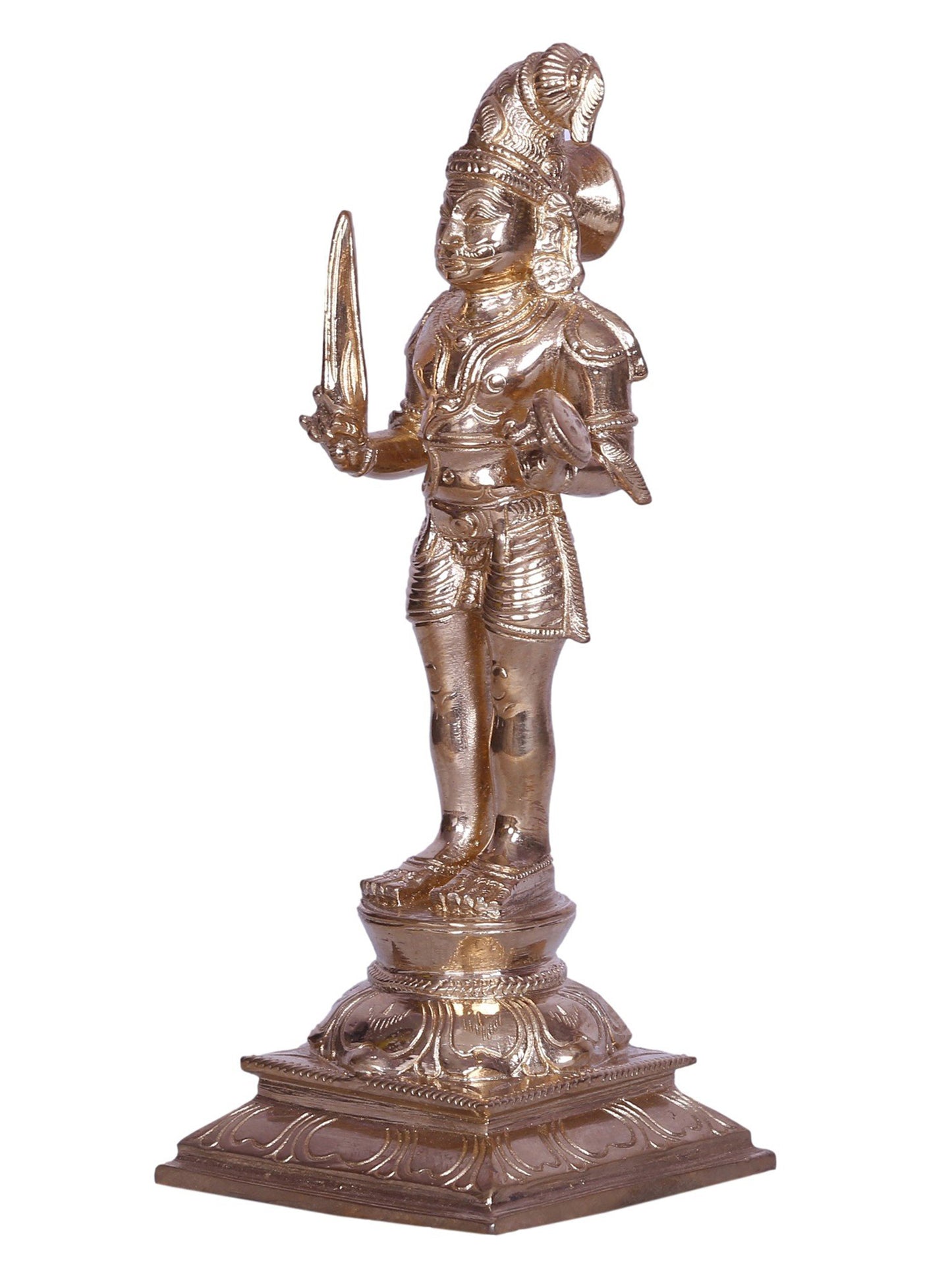 6" Tamil Folk Deity Madurai Veeran Bronze Statue in Samapada-Sthanaka Posture | Bronze Statue