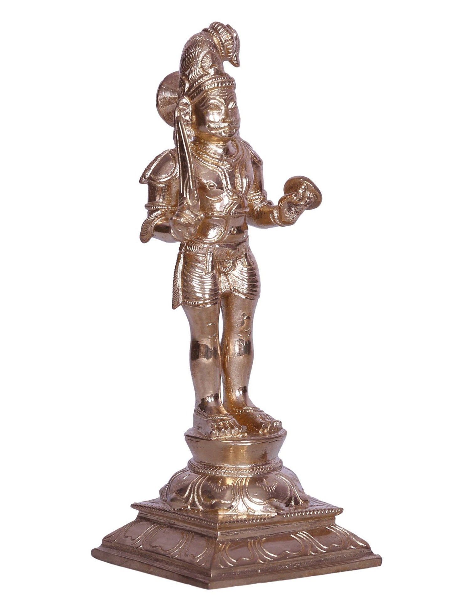 6" Tamil Folk Deity Madurai Veeran Bronze Statue in Samapada-Sthanaka Posture | Bronze Statue