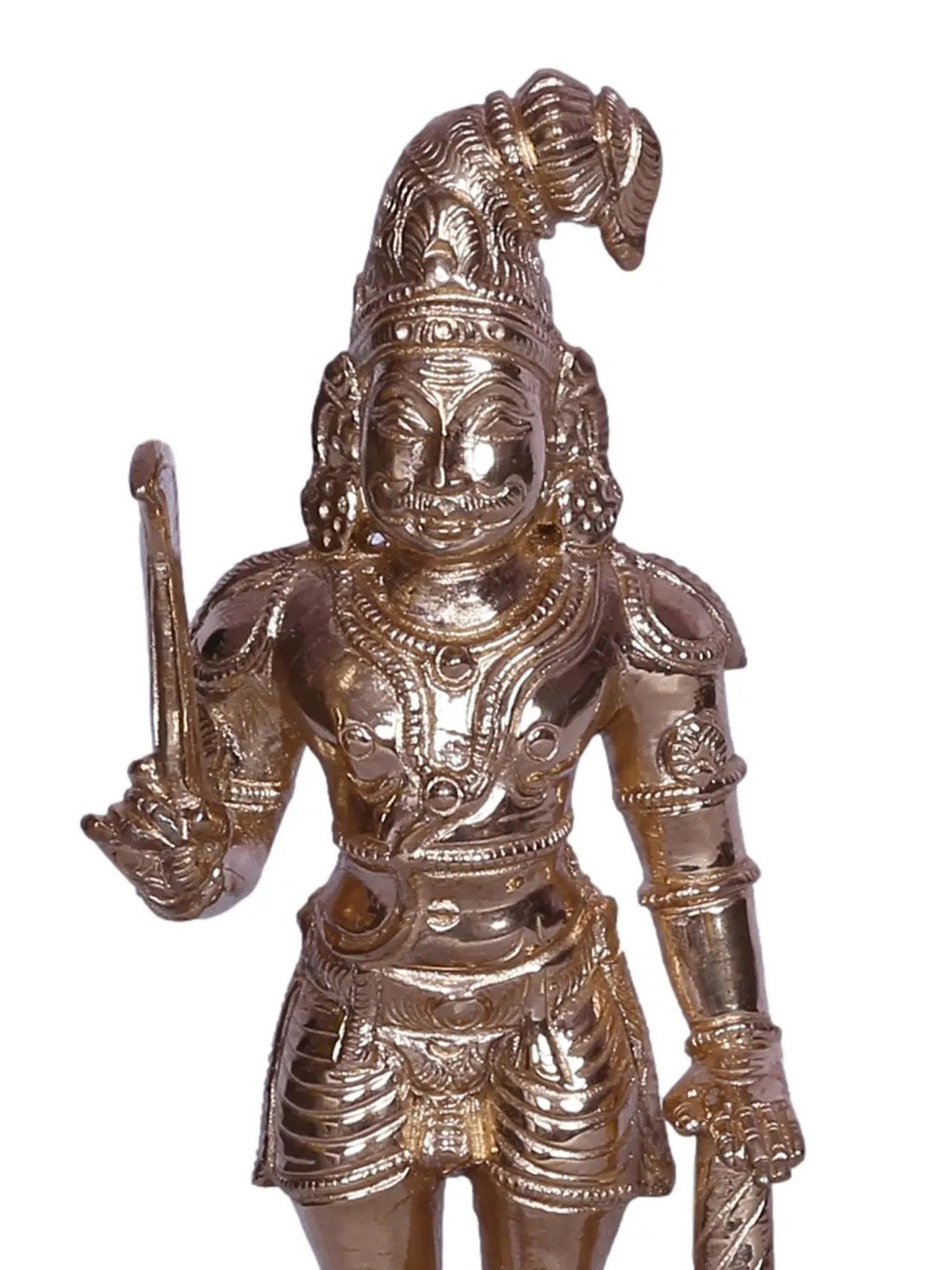 6" Tamil Deity Karuppu Sami Bronze Statue | Handmade Idol Of Karuppu Samy