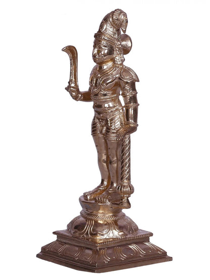 6" Tamil Deity Karuppu Sami Bronze Statue | Handmade Idol Of Karuppu Samy