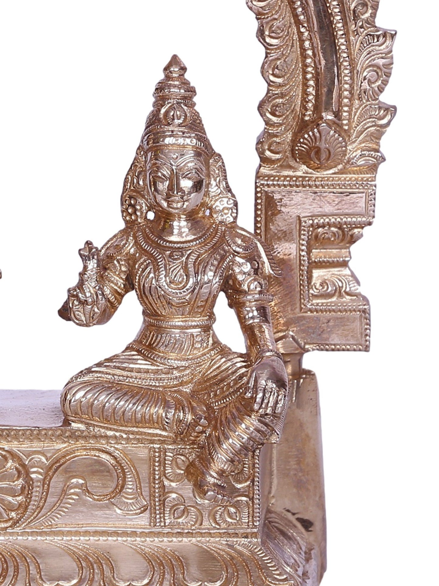 6" Hindu Deities Of Wealth Kubera And Lakshmi Seated On Kirtimukha | Bronze Statue