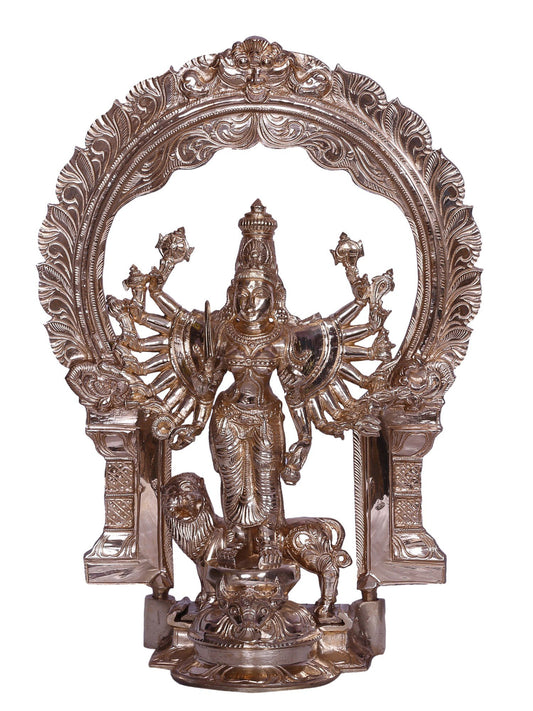 13" Bronze Sculpture Of Hindu Goddess Durga With Multiple Hands | Bronze Statue